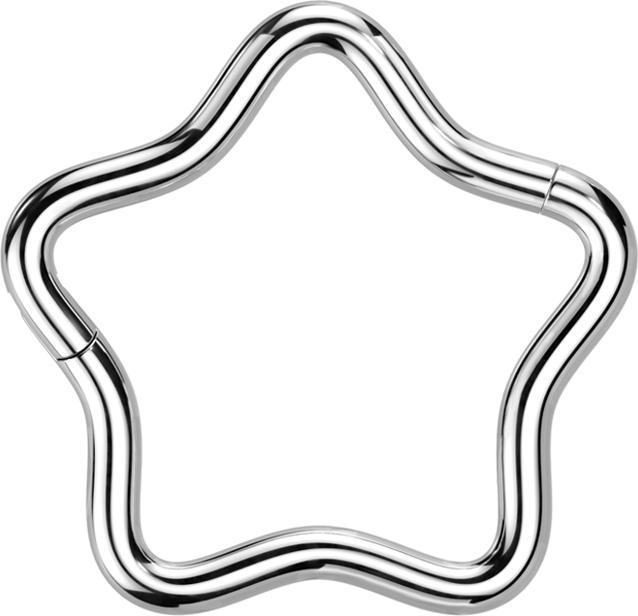 Produktbild Star Piercing Micro Segmentring klappbar silber Stern (Titan, ohne Messing)