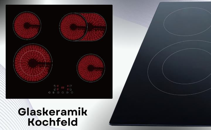 Actual product image PKM KHKF4-2KB G Kochfeld autark Einbau 60cm Glaskeramik Bräterzone (59 cm, Glass ceramic hob)