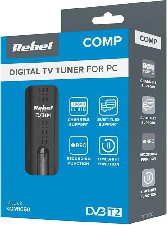 Produktbild Rebel TV Comp Receiver DVB-T2 DVB-C DVB-T H.265 HEVC USB (USB, DVB-T2, DVB-C, DVB-T)