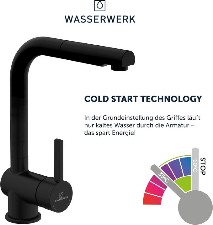Produktbild Wasserwerk WASSERWORK WM 4 GB - Küchenarmatur - Mixer Tipp - mit ausziehbarem Ausgang - Schwarz (700416)