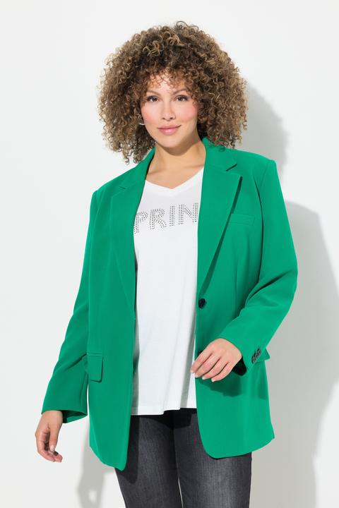 Image du produit Ulla Popken Blazer oversized avec col à revers, fermeture boutonnée (58, 60)