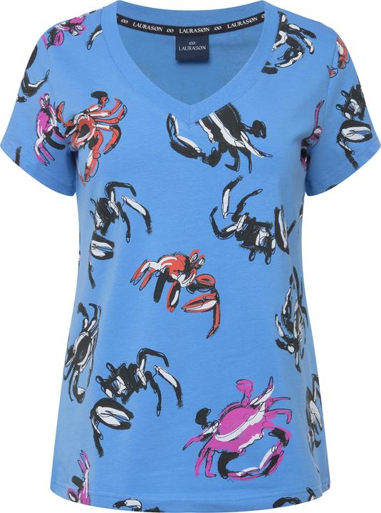 Image du produit Laurasøn T-Shirt, Krabben Print, V-Ausschnitt, Halbarm (M)