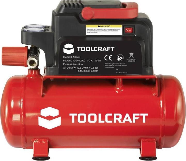 Actual product image Toolcraft Air compressor 6L 230V 8 bar (8 bar, 6 l)