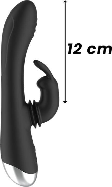 Actual product image Black&Silver Dj. Adam Rabbit Silicone Rechargeable Black Stimulator