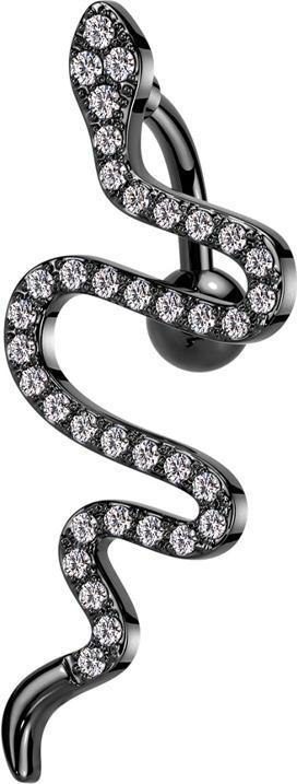 Immagine prodotto Star Piercing Banana nera con cristalli serpente a sfera argento (Ottone, Acciaio chirurgico 316L)