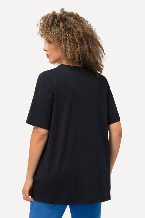 Image du produit Ulla Popken T-shirt manches courtes et col tunisien, coupe évasée (54)