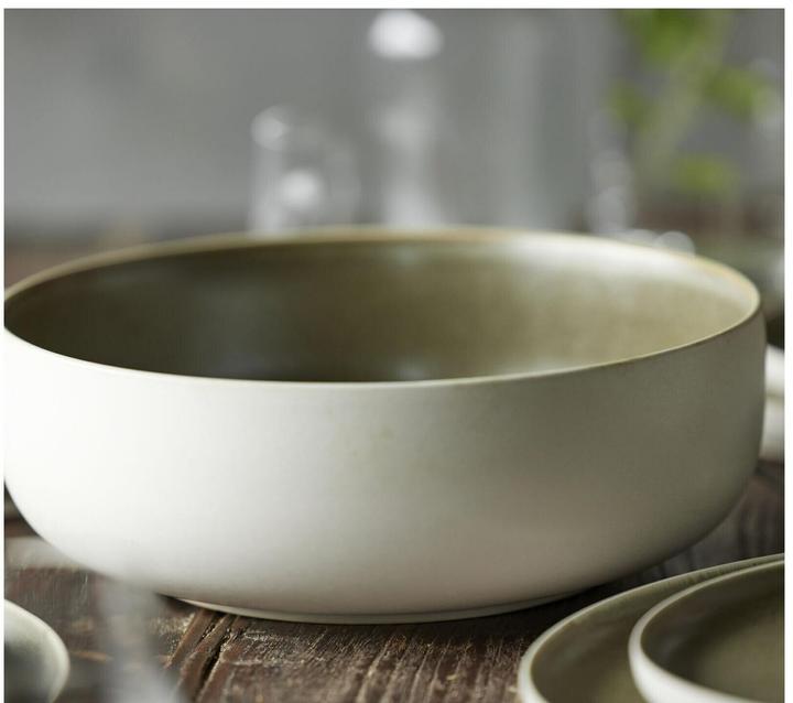 Produktbild Studio Round Ø 25 cm - Stentøj - Matte white/matte moss (25 cm, 1 x)