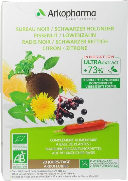 Produktbild Arkopharma Arkofluide Bio Holunder Rettich Löwenzahn Zitrone (20 Stück, Ampulle, 360 g)