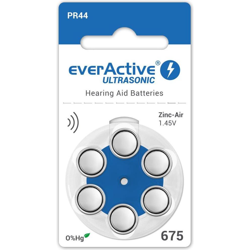 Everactive 675 - 6BL Ultraschall-Hörgerätebatterien (675), Batterie + pile