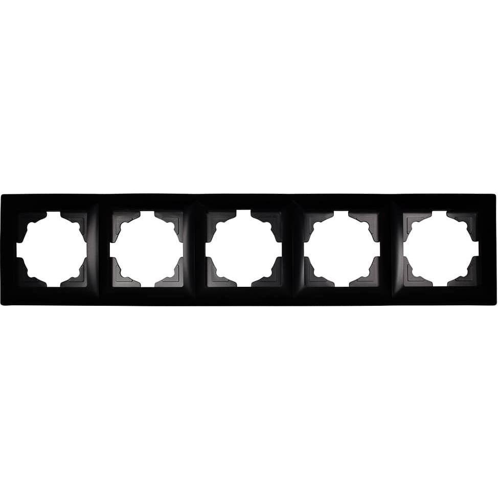 Gunsan Visage 5-fach Rahmen für 5 Steckdosen Schalter Dimmer Schwarz, Taster + Schalter, Schwarz