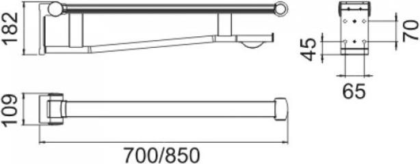 Produktbild Keuco Sttzklappgriff Plan Care mit Toilettenpapierhalter 70 cm verchromt/schwarzgrau 3490301073