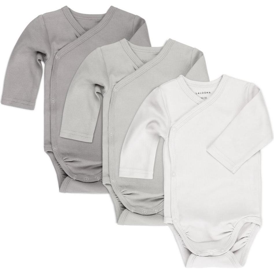La Loona, Body, LaLoona Baby-Bodys & Wickelbodys Wickelbody Langarm 3er Pack - Natur -, Beige, (68)