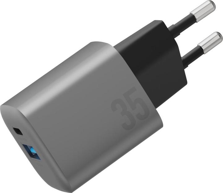 Actual product image Energea Wall Charger Ampcharge GaN35 1C1A PD/PPS/QC3.0 35W EU gunmetal (35 W, 2 ports)