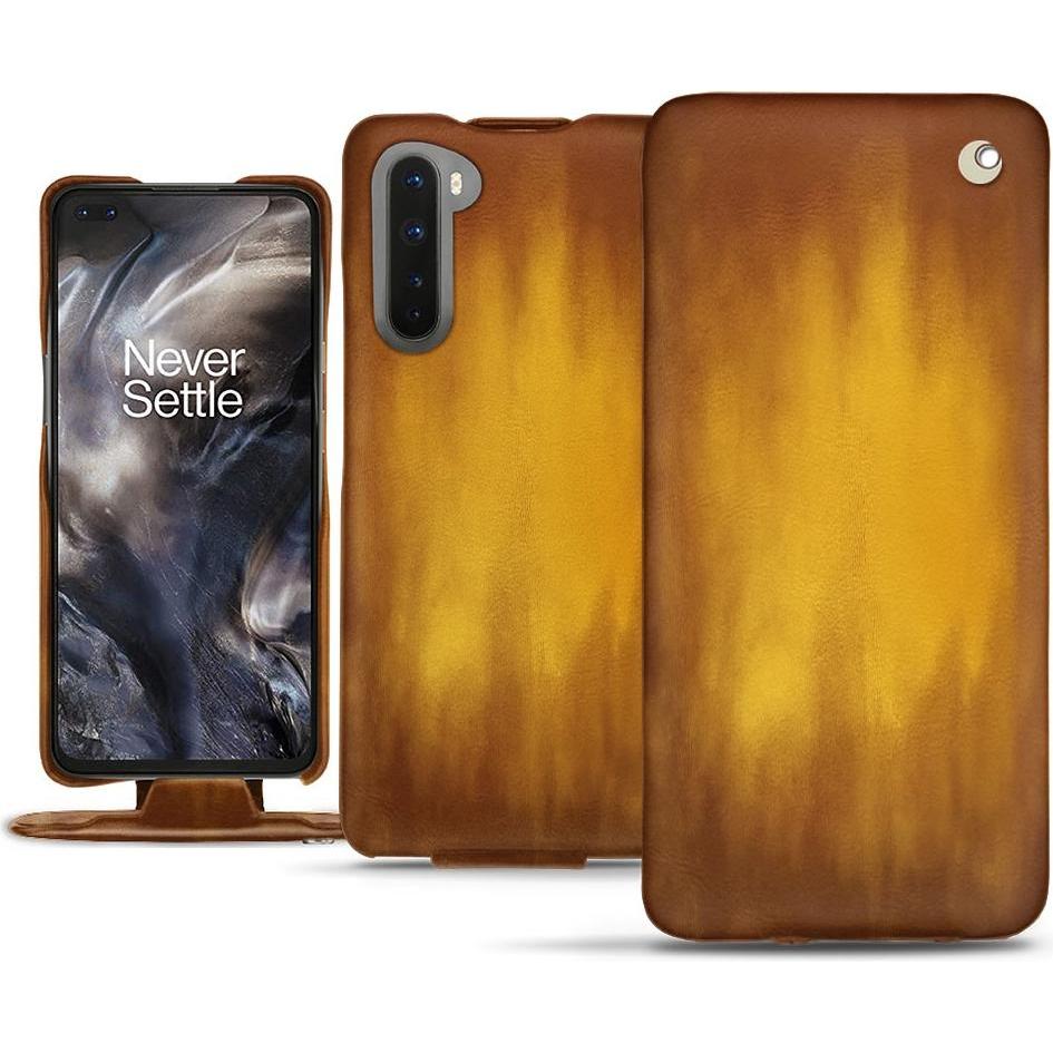 Thumbnail - Noreve Lederschutzhülle vertikal (OnePlus Nord), Smartphone Hülle, Gold