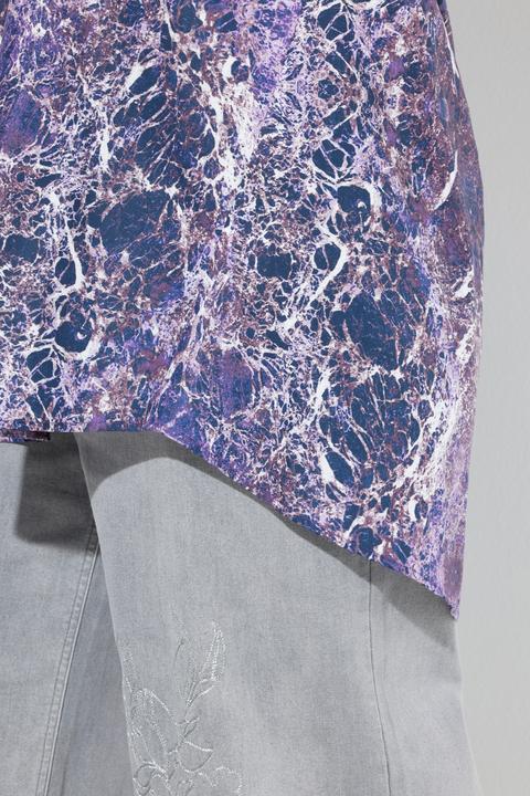 Actual product image Ulla Popken Agate Print Long Sleeve Button Down Tunic Blouse (50, 52)