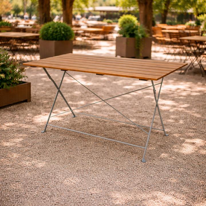 Produktbild Mojawo Biergarten Tisch Klapptisch Gartentisch Esstisch klappbar Akazie Stahl 120x60cm