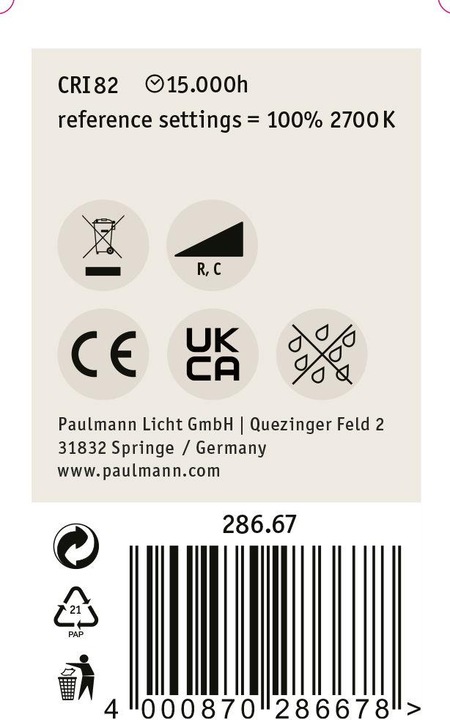 Actual product image Paulmann Drop (E14, 4.80 W, 440 lm, 1 x, F)