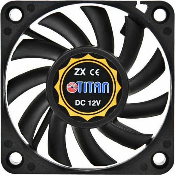 Produktbild Titan Lüfter, 60 x 60 x 10 mm, mit Tachosignal, Flüssigkeits-Gleitlager 12 V DC, 15,3 mü/h, 3600 U/min, <2 (60 mm, 1 x)