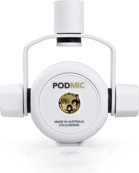 Produktbild RØDE Podmic Podcast-Mikrofon Weiss mit XLR-Kabel