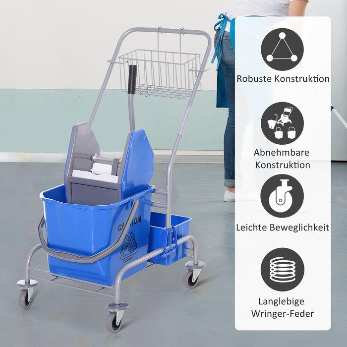 Produktbild Swisshandel24 Putzwagen Reinigungswagen Fahreimer Putzeimer 25 Liter mit 4 Rollen Blau (1 Stk.)