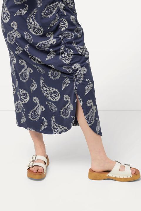 Image du produit Ulla Popken Robe midi en coton bio à motif cachemire, décolleté en V et manches courtes (46, 48)