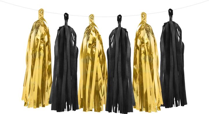 Partydeco Garland tassels 1.5 m, gold/black (1 Piece)