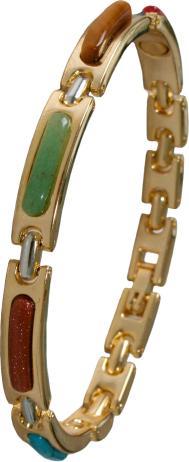 Immagine prodotto Hydas Magnetarmband mit Schmucksteinen (20 cm, Arenaria dorata, Avventurina, Lega di zinco, Occhio di tigre, Onice Rosso, Turchese minerale)