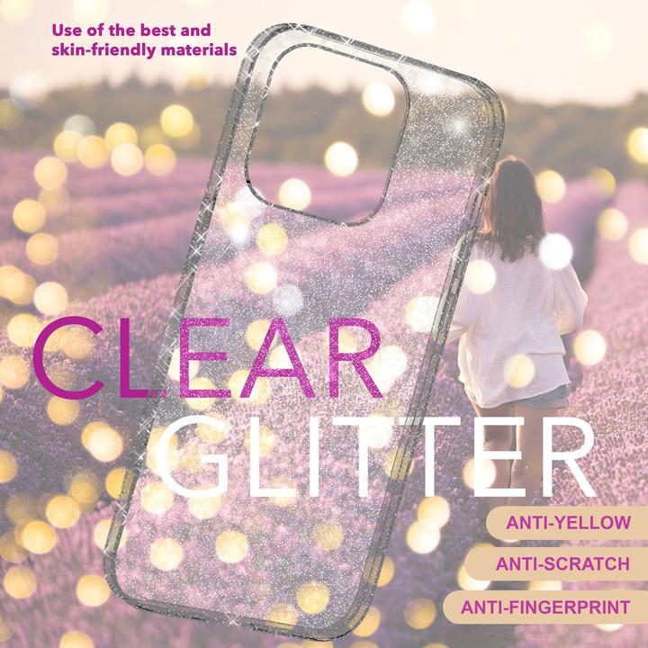 Actual product image Nalia Clear glitter silicone cover (Apple iPhone 16 Pro)