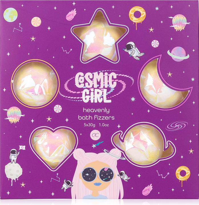 Accentra Badefizzer COSMIC GIRL in Geschenkkbox, 5 x 30g, Duft: Bubblegum, Farbe: lila/rosa, VE 6/24 (Bombe de bain)