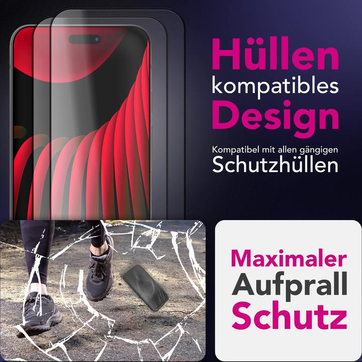 Produktbild Nalia Schutzglas "ArmorGlassX" - 2x Display Glas Ultra Klar 9H Härte - Screen Protector Tempered Glass (2 Stück, Apple iPhone 17 Pro)