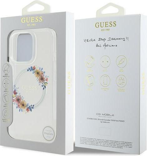 Produktbild Guess GUHMP16LHFWFCT iPhone 16 Pro 6.3" przeźroczysty/transprent hardcase IML Flowers Wreath MagSafe (Apple iPhone 16 Pro)