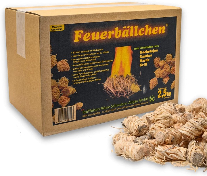 Image du produit Raiffeisen-Waren Boules de feu pour allumer un poêle en faïence, une cheminée-2,5 kg Boîte d'environ 200 pièces