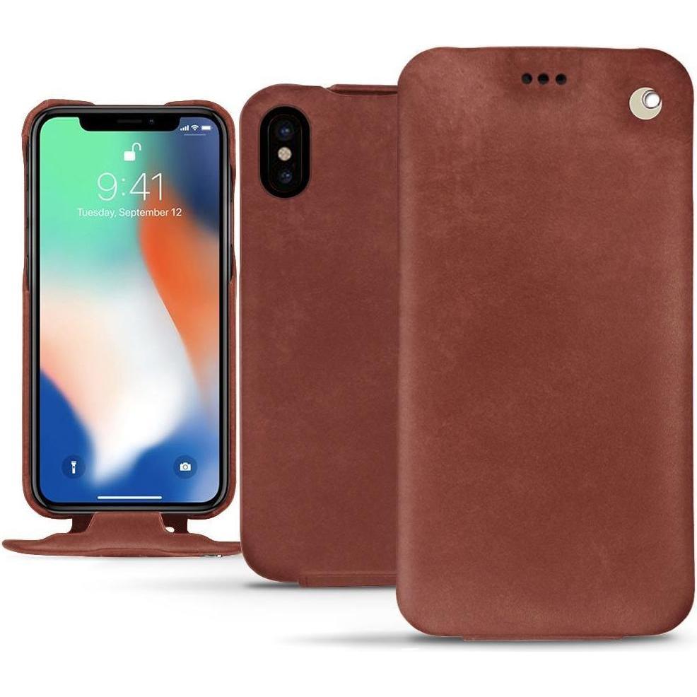 Noreve Lederschutzhülle vertikal (Apple iPhone XS Max), Smartphone Hülle, Rot
