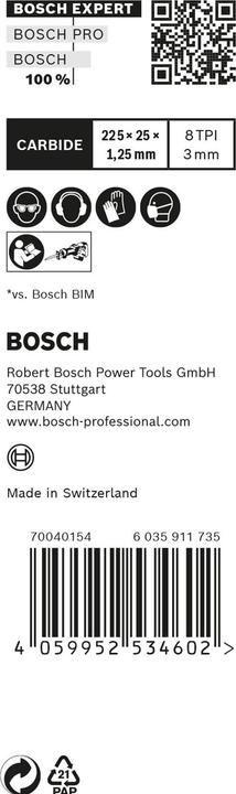 Produktbild Bosch Professional Zubehör EXPERT ‘Thick Tough Metal’ S 1155 CHC Säbelsägeblatt, 10 Stück