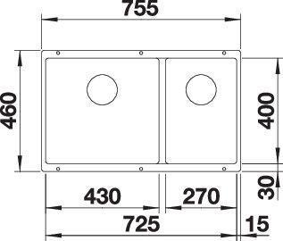 Produktbild Blanco SUBLINE 430/270-U (Unterbauspüle, 75.50 cm, 46 cm)