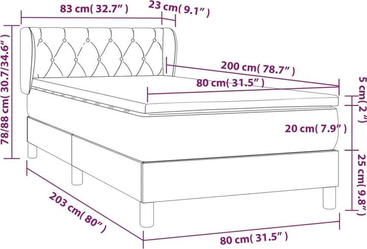 Image du produit vidaXL Boxspringbett (80 x 200 cm)