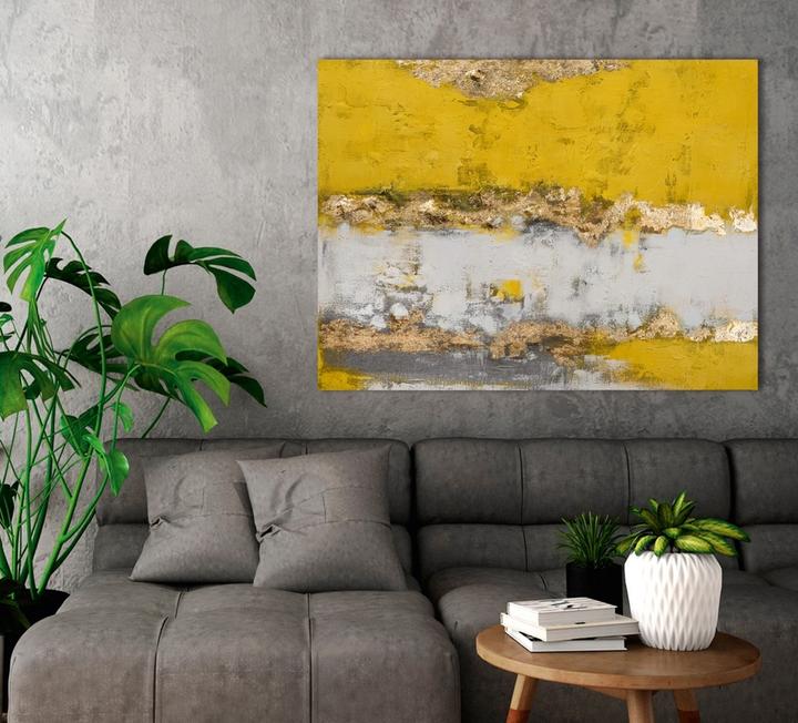 Produktbild Schubiger Farbkomposition in Gelb und Grau (100 x 100 cm)