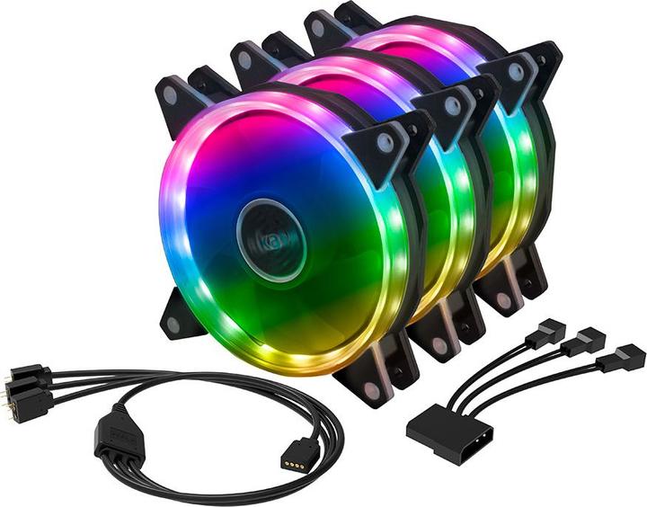 Actual product image Akasa Vegas AR7 ARGB Fan Triple Kit (120 mm, 3 x)