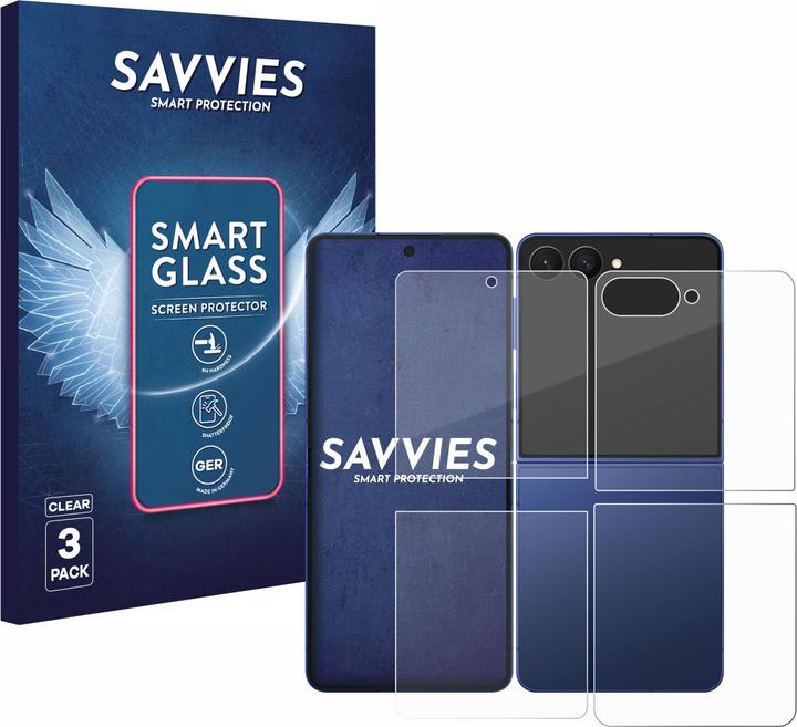 Actual product image Savvies 3x Smart Glass - 9H Hybrid Glass Screen Protector for Samsung Galaxy Z Flip 7 (Front+Back) (3 pcs., Samsung Galaxy Z Flip7)