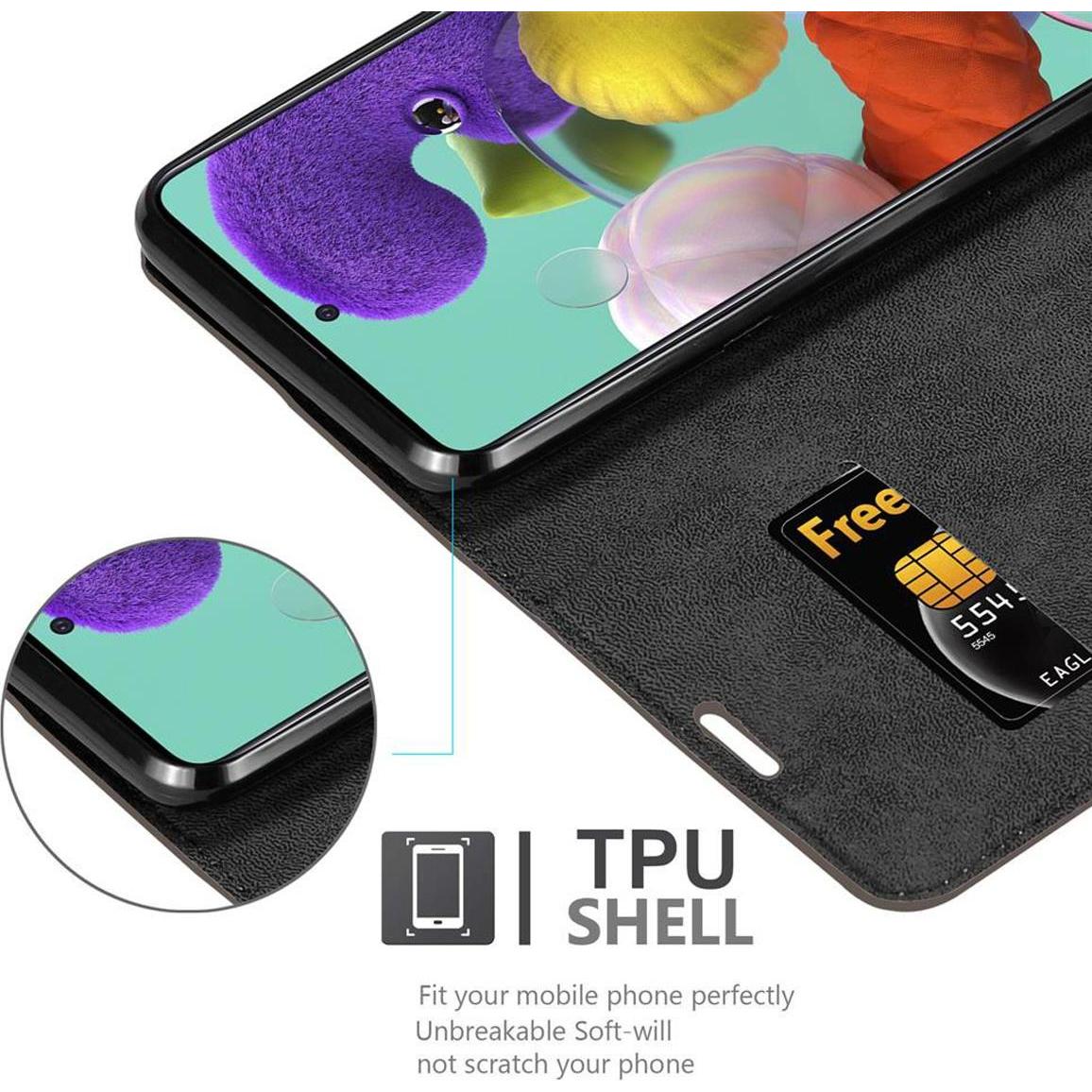 Thumbnail - Cadorabo Book Invisible Magnet Cover (Samsung Galaxy A51 5G), Smartphone Hülle, Braun