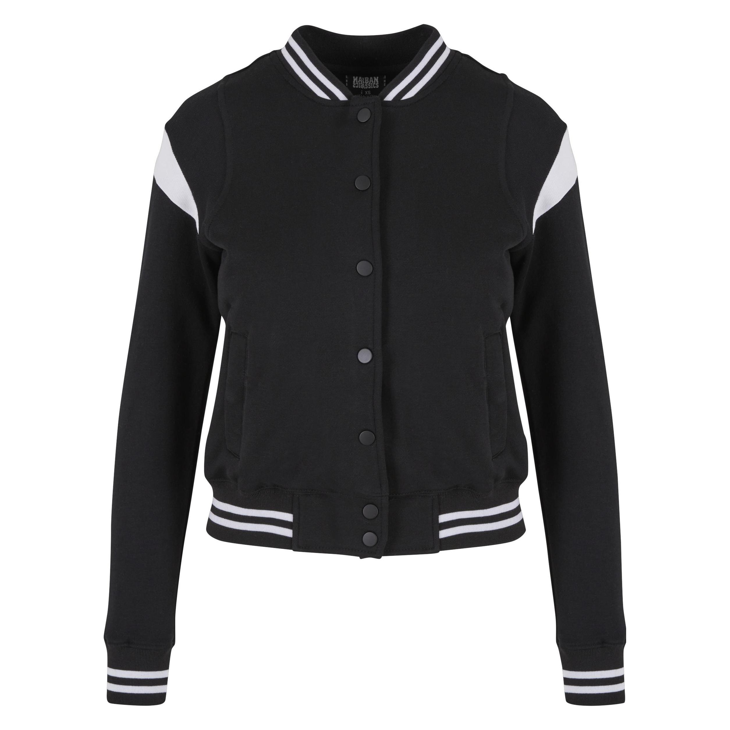 Urban Classics, Damen, Leichte Jacken, Ladies Inset College Sweat Jacket, Schwarz, Weiss, Mehrfarbig, (Xs)