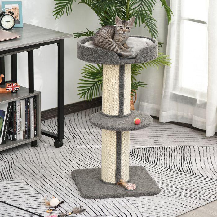 Actual product image Swisshandel24 Cat tree Cat scratching post Cat scratching tree Play tree Scratching post with platform Sisal (91 cm, Grey)