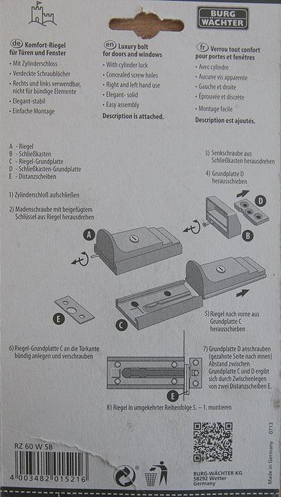 Productafbeelding Burg Wächter Raam- en deurschoot Winsafe WZ 60 W SB