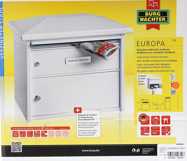 Actual product image Burg Wächter EUROPA 732 E letterbox