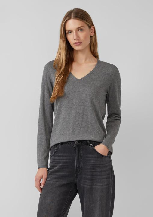 Actual product image s.Oliver Strickpullover Feinstrickpullover mit V-Ausschnitt und Rollkante am Saum (40)