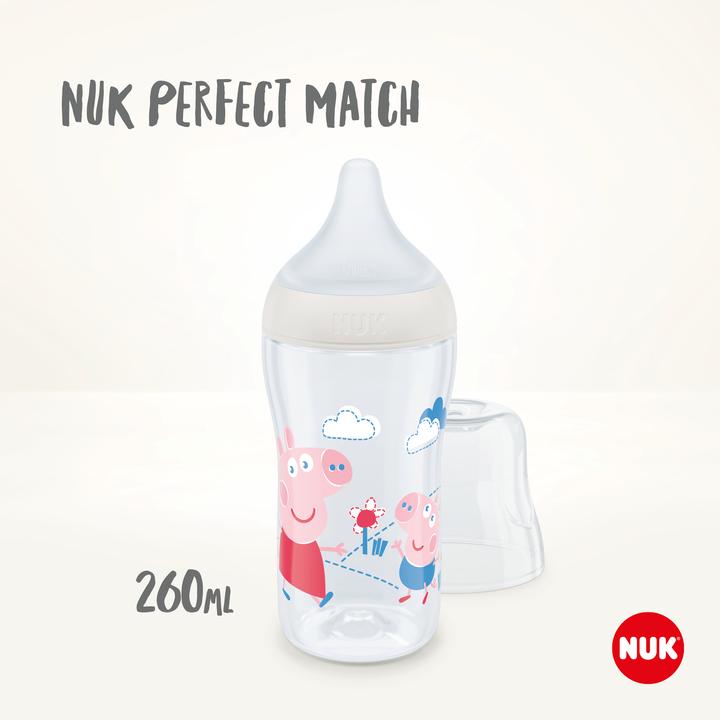 Produktbild NUK Perfect Match Peppa Pig PP Flasche 260ml, weiss (260 ml)