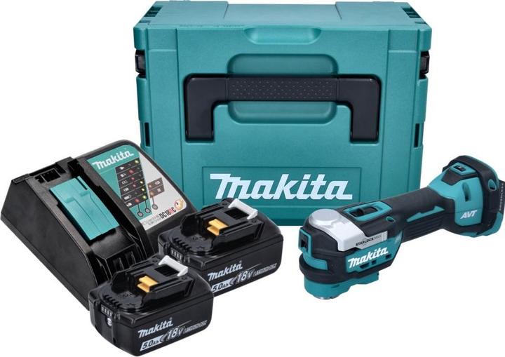 Actual product image Makita DTM 52 RTJ Battery Multifunction Tool 18 V Starlock Max Brushless + 2x Battery 5,0 Ah + Charger