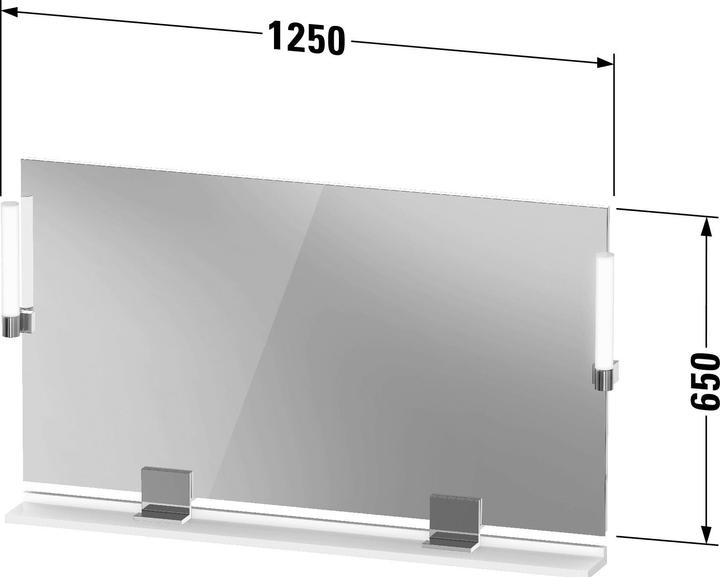 Immagine prodotto Duravit Specchio Sivida, nero diamante opaco, 1250x36x650 mm, luce superiore, interruttore a sensore