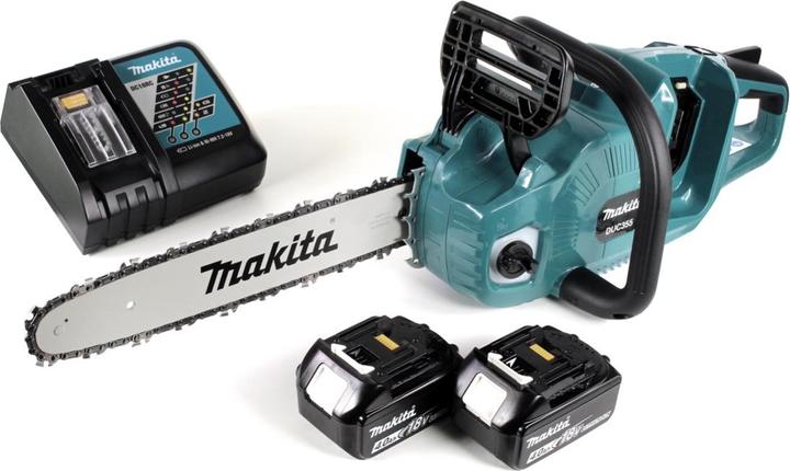 Actual product image Makita DUC 355 RM2 Motosega a batteria 36V (2x18V) Brushless 35 cm + 2x battery 4,0 Ah + (Battery chain saw)
