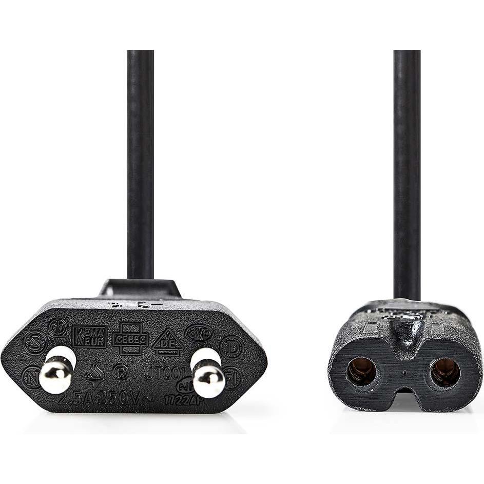 Thumbnail - Nedis, Stromkabel, Stromkabel Euro Männlich IEC-320-C7 Gerade Gerade Vernickelt 3.00 m Flach PVC (3 m)